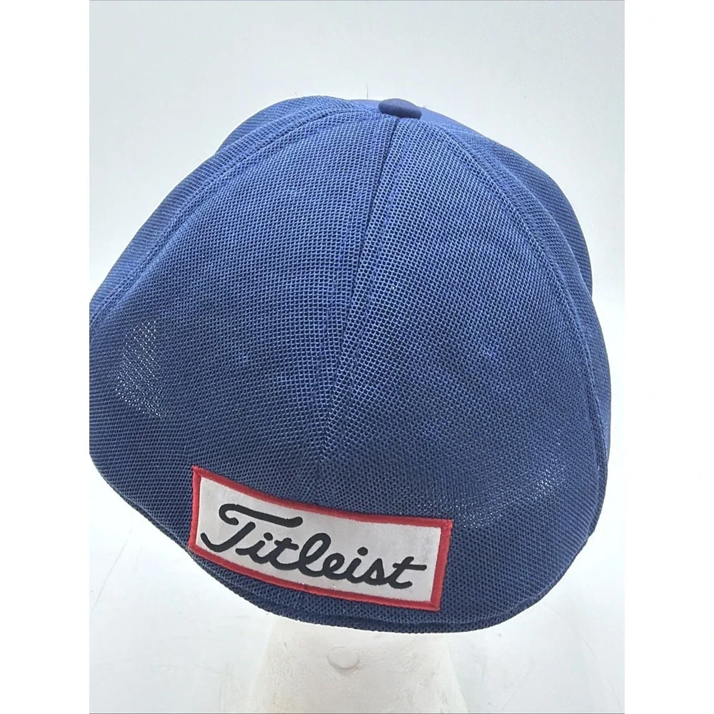 TITLEIST GOLF Mens L/XL Blue Footjoy Mesh Fitted Titleist Pro V1 New Era Cap Hat